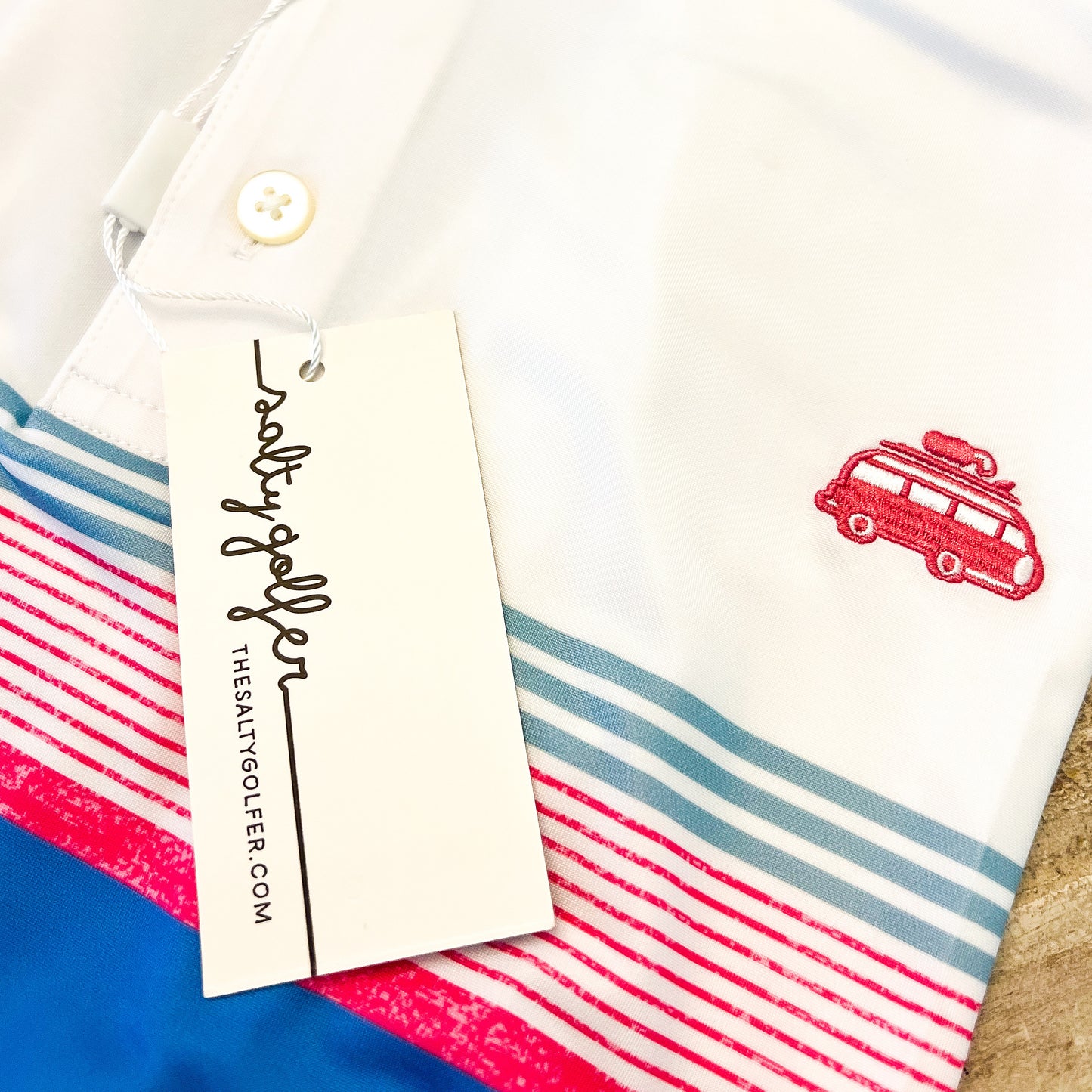 Retro Lines Polo Pink and Blue
