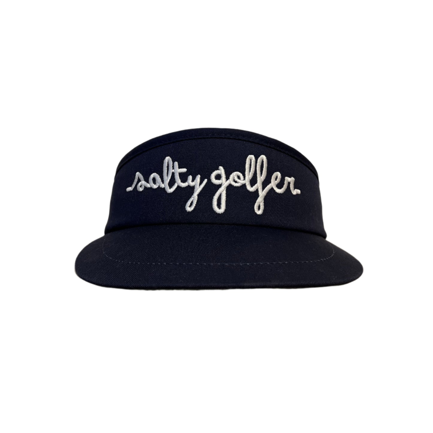 Salty Golfer Script High Crown Visor. ( Navy)