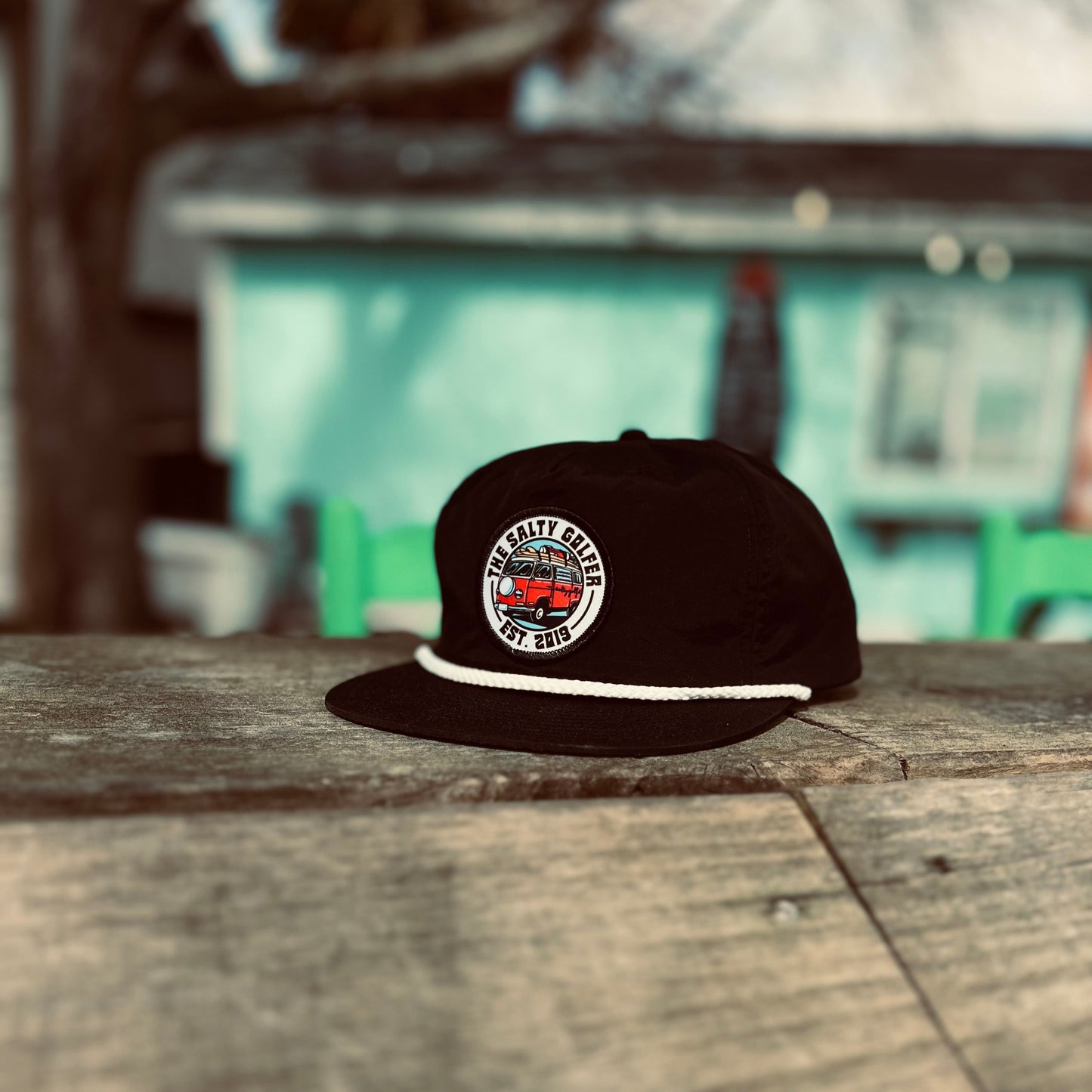 Hippie G Surf Hat Black with white rope