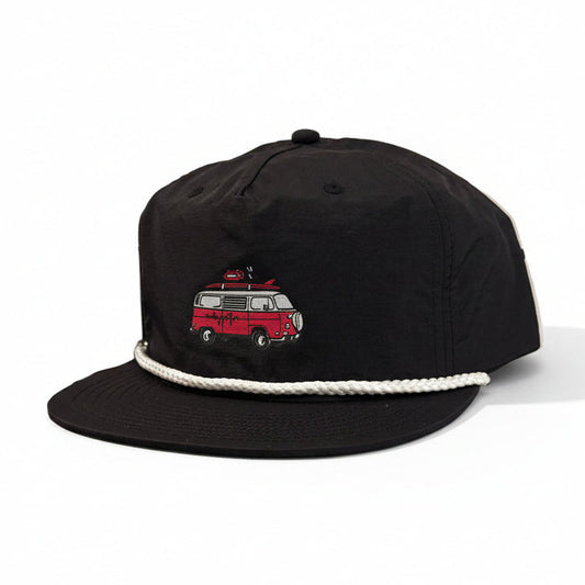 The Blackbeard Bus Surf Hat (black w/ White rope)