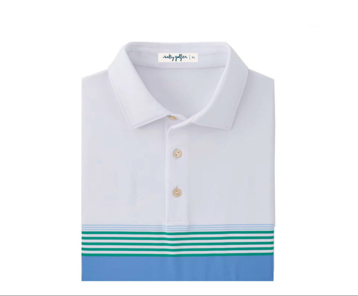 Retro Lines Polo Blue and Green