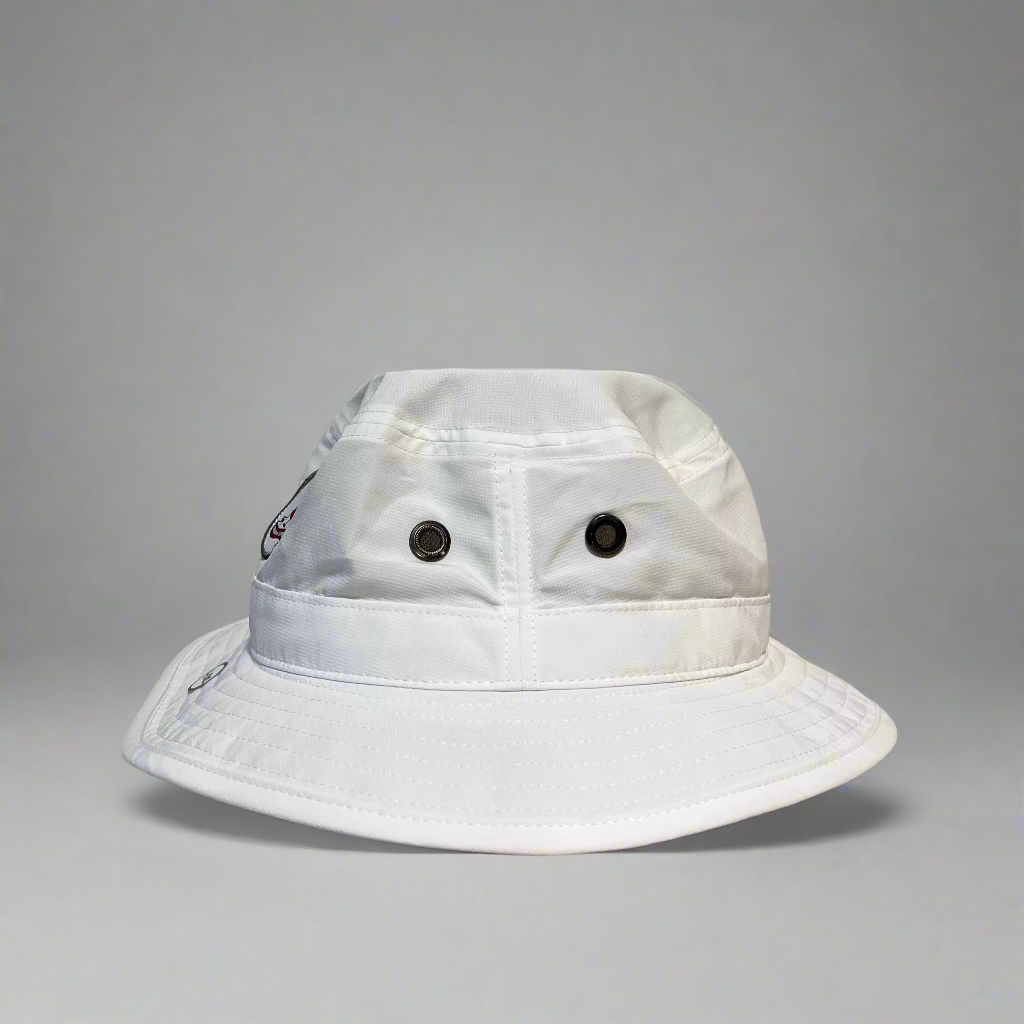 Droppin' Birdies Bucket Hat White Cheetah Trim