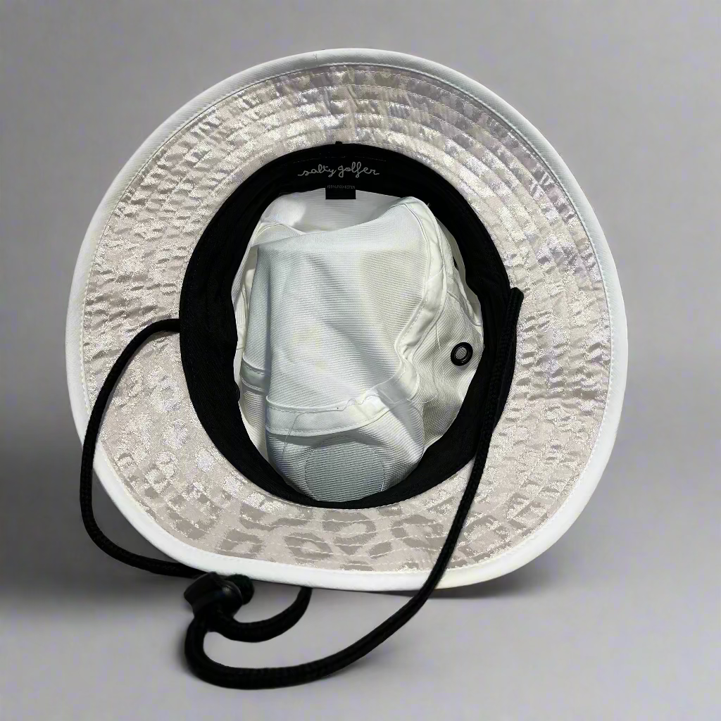 Droppin' Birdies Bucket Hat White Cheetah Trim
