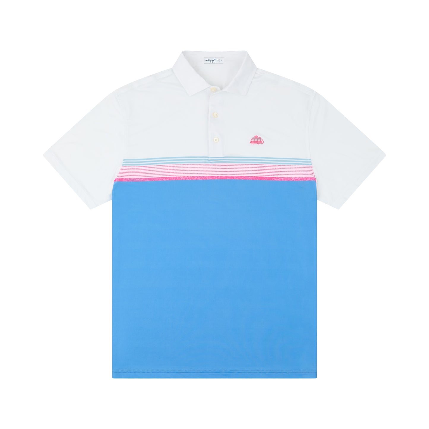 Retro Lines Polo Pink and Blue