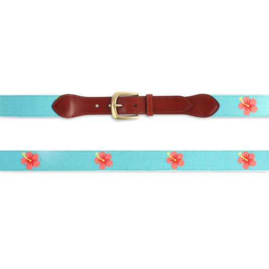 Hibiscus Needlepoint Belt