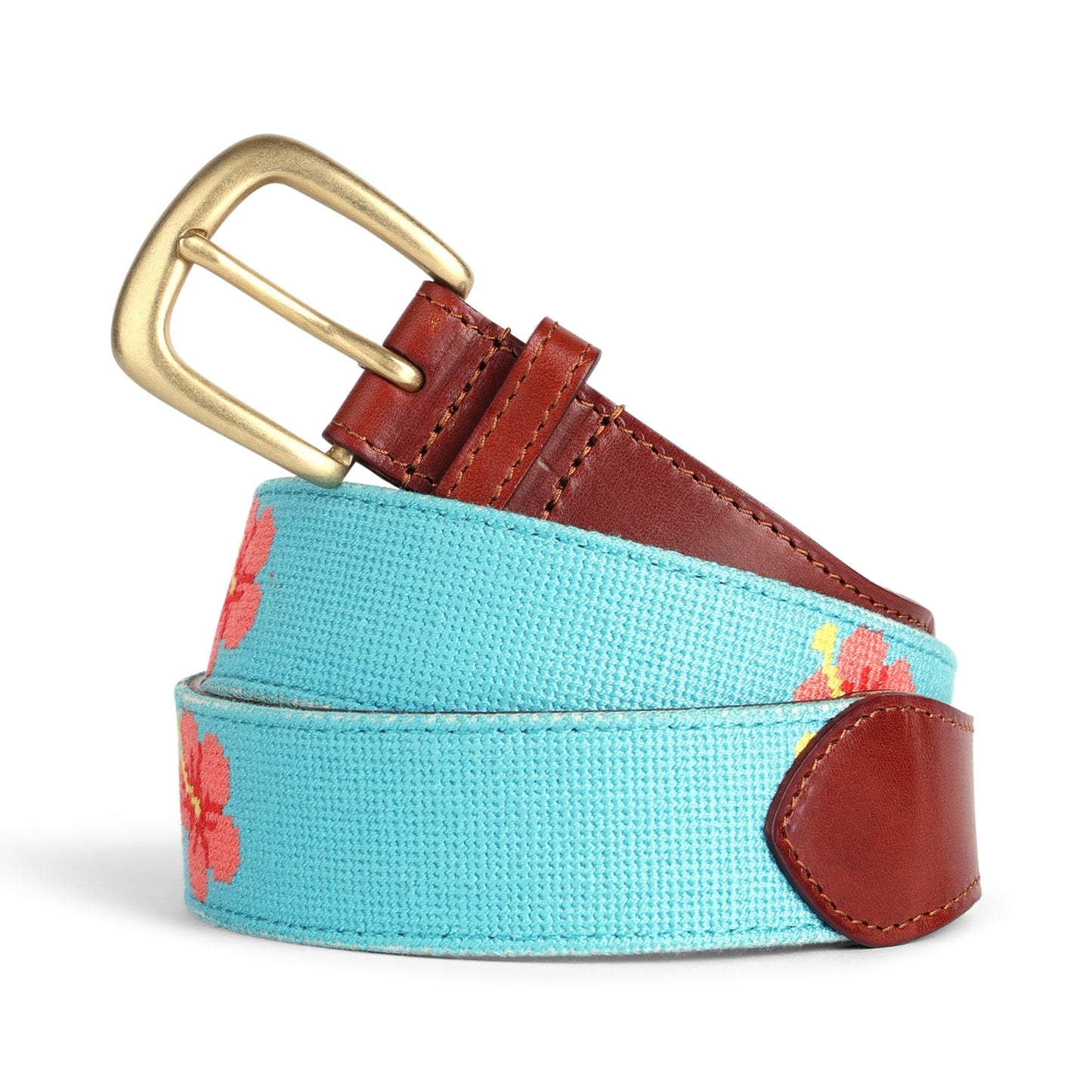 Hibiscus Needlepoint Belt