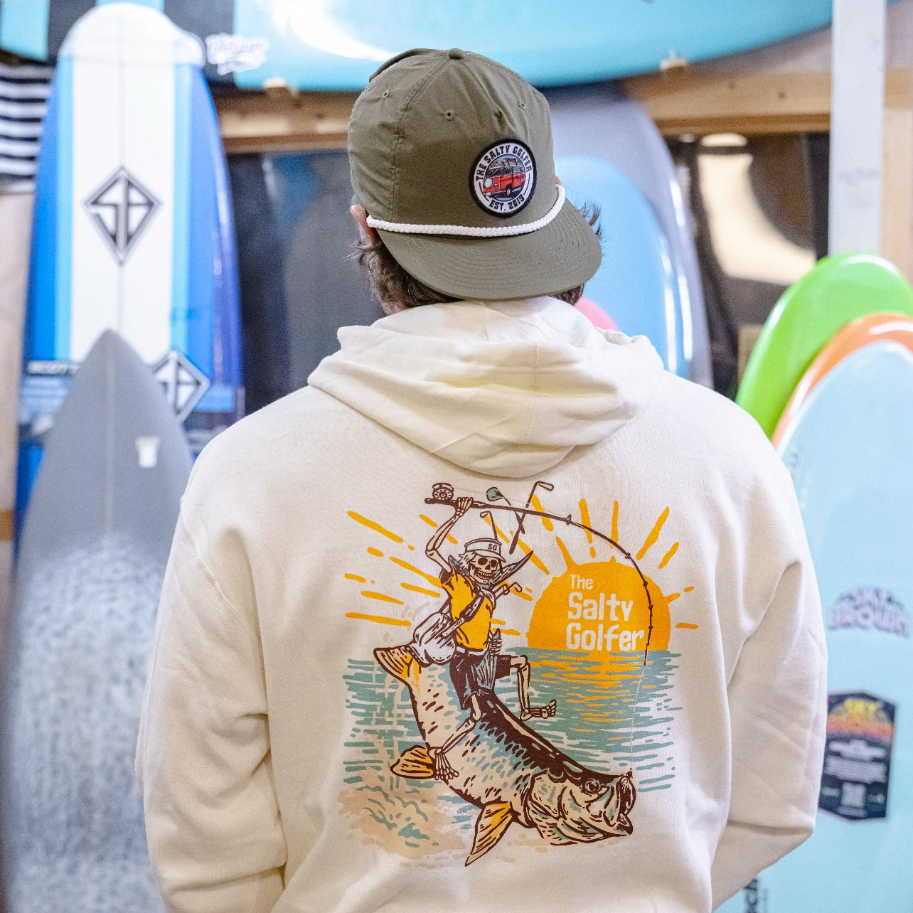 Tarpon Rodeo Hoodie (Bone) – The Salty Golfer