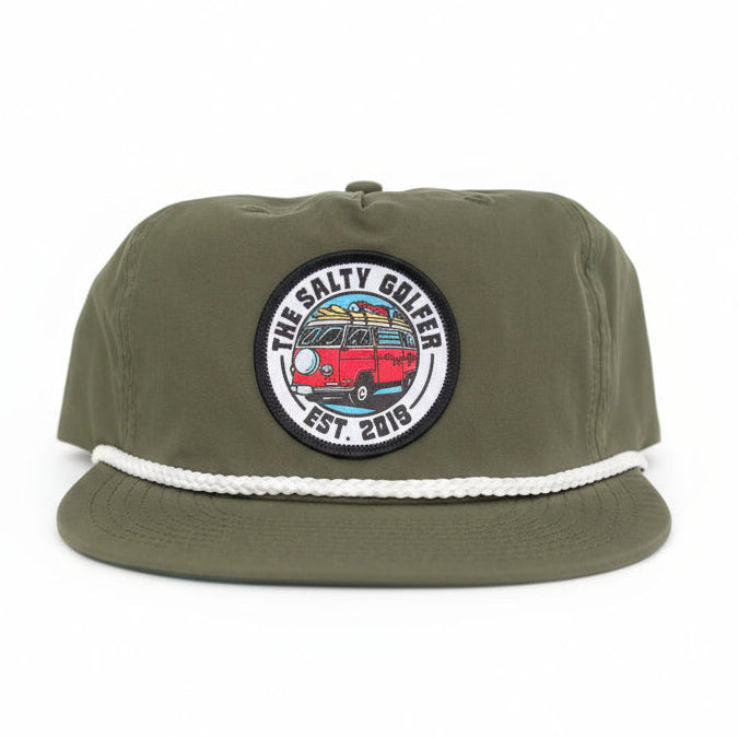Hippie G "Army" Rope Patch Surf Hat (Green/White Rope)