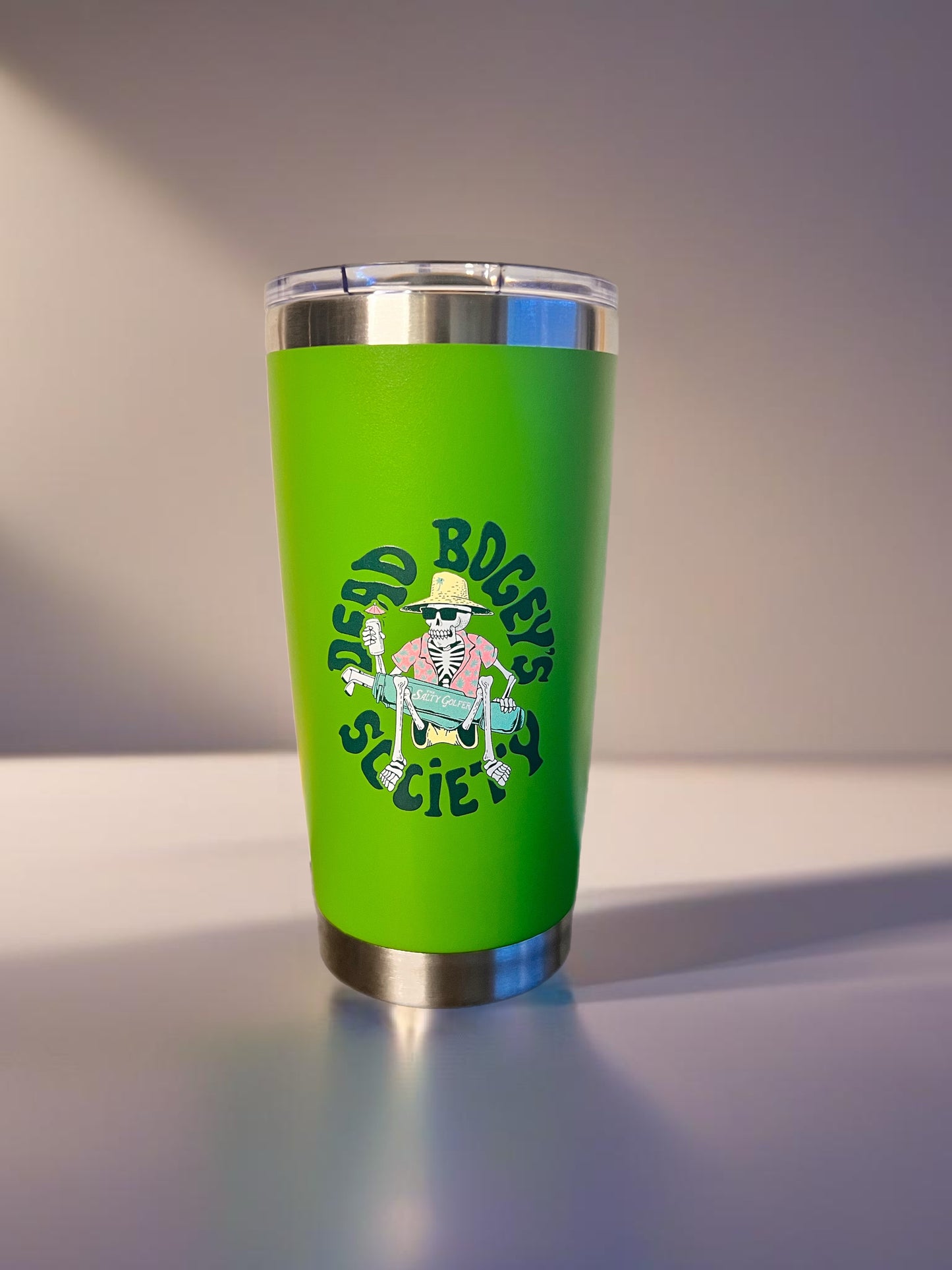 Dead Bogey Society 20 Oz Lime Green Full Color Tumbler