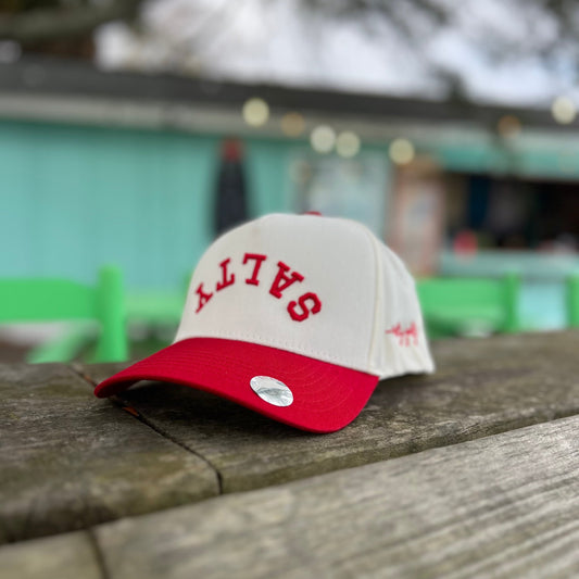 Upside Down Salty Hat white and red