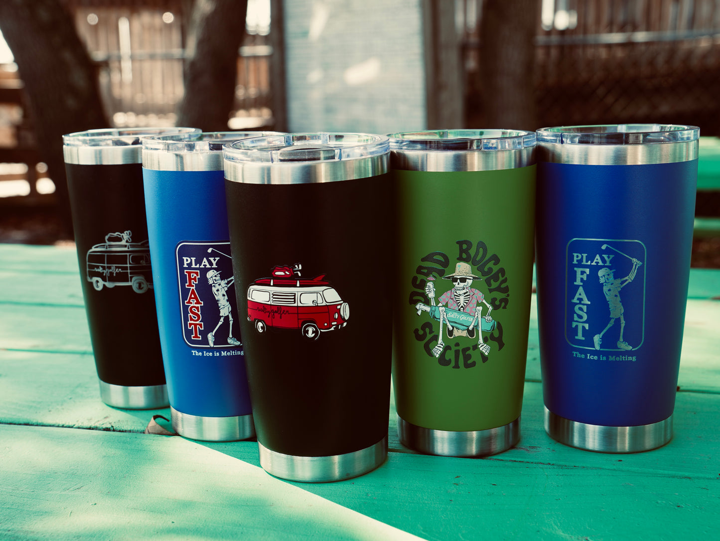 The Salty Golfer Flagship Bus 20 Oz Full Color Tumbler