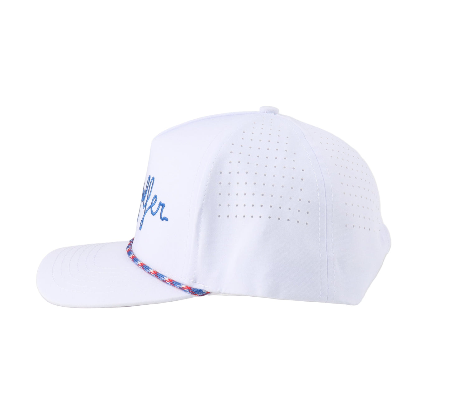 The White Caps Performance Hat (white with red/whit/blue rope)