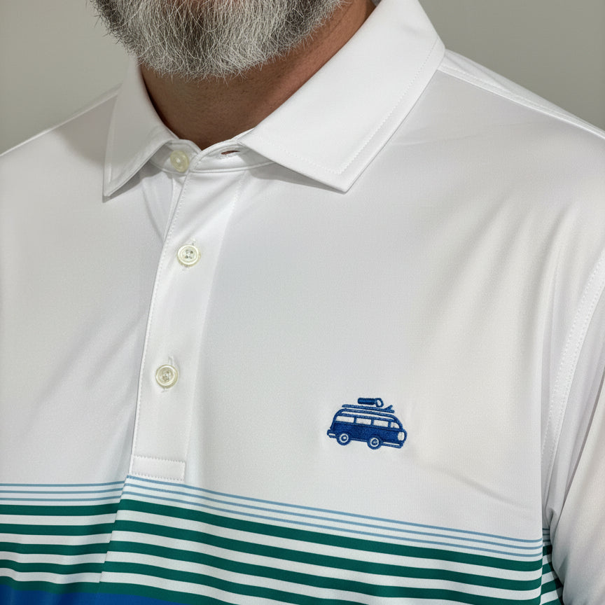 Retro Lines Polo Blue and Green (Bus Logo)
