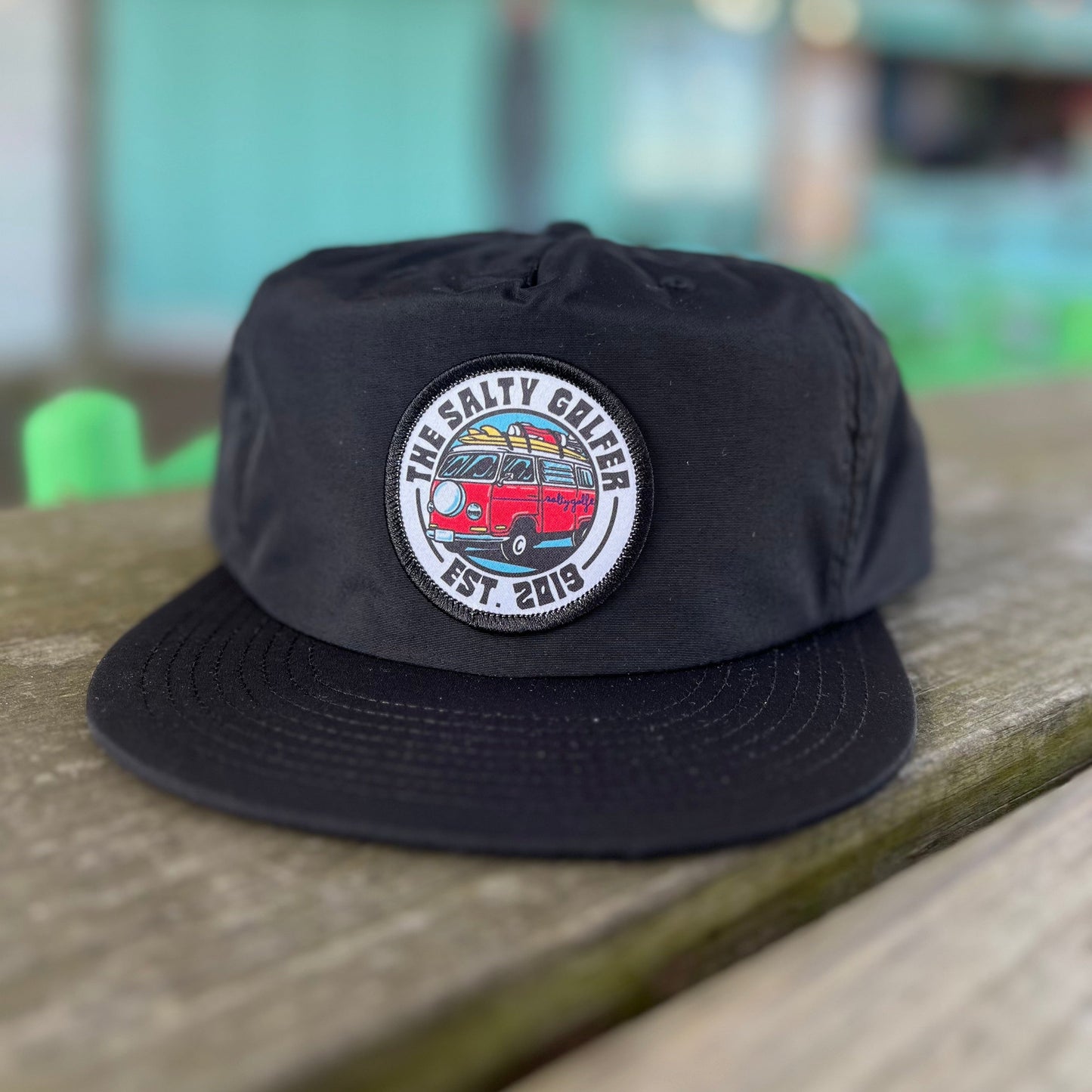 The Hippie G Black on Black Surf Patch Hat