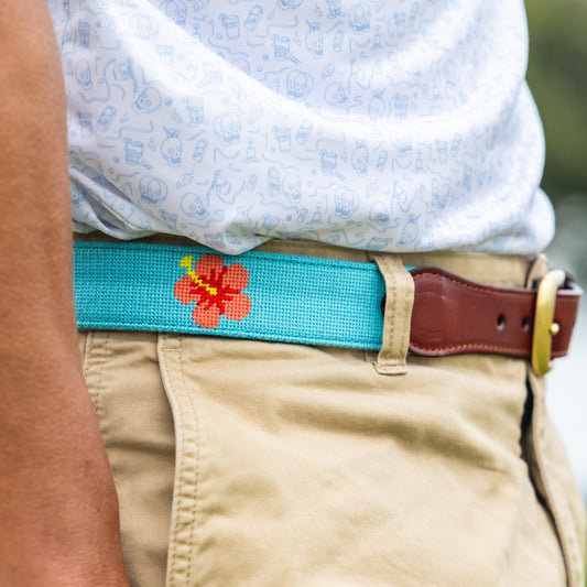 Hibiscus Needlepoint Belt