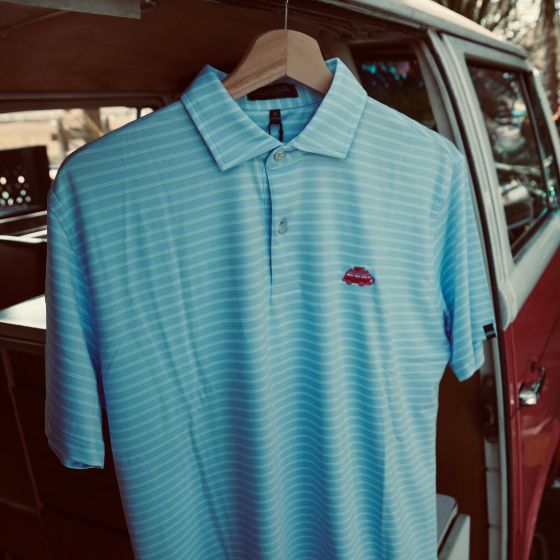 Flagship Logo Salty Golfer Green Microstrip Polo