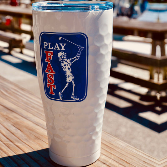 play fast the ice is melting sic tumbler by the salty golfer