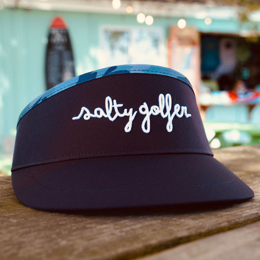 The Salty Golfer High Crown Adjustable Navy Visor